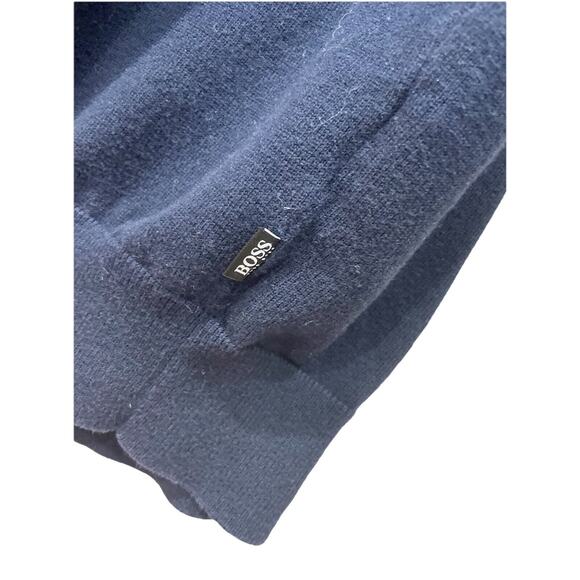 Hugo Boss Sweater 100% Wool grandpa Navy Blue Half Zip Sz M Classy Sophisticated - Picture 9 of 15